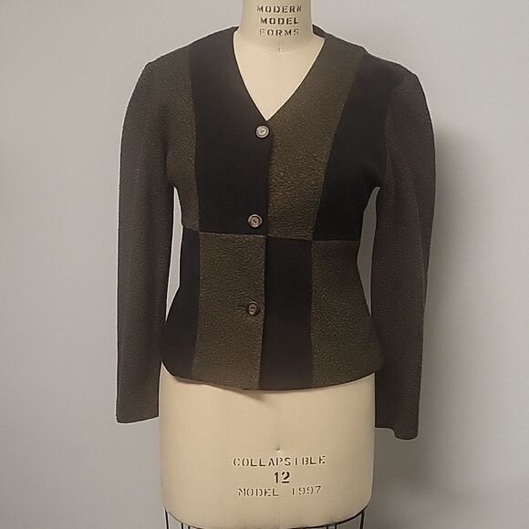 Vintage DJ Summers blazer. Hunter Green and black color block. Size M - Picture 1 of 4